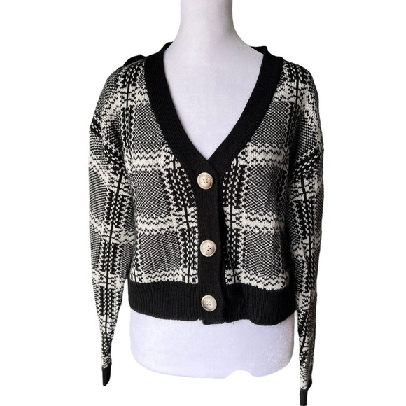 Princess Polly - Zaynah Cropped Cardigan Dark Academia Plaid Collegiate Sz XS/S - Picture 2 of 6